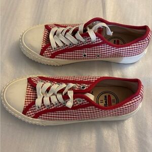 Bata Bullets Red Gingham Sneakers Created in Collaboration with Alex Mill.